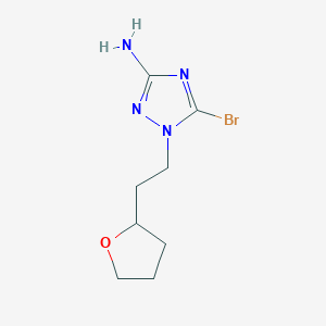 molecular formula C8H13BrN4O B13084247 5-Bromo-1-[2-(oxolan-2-yl)ethyl]-1H-1,2,4-triazol-3-amine 