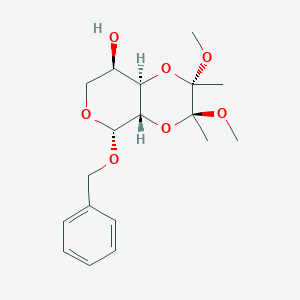 molecular formula C18H26O7 B130843 (2S,3S,4aS,5R,8R,8aR)-2,3-dimethoxy-2,3-dimethyl-5-phenylmethoxy-5,7,8,8a-tetrahydro-4aH-pyrano[3,4-b][1,4]dioxin-8-ol CAS No. 887370-09-4