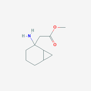 molecular formula C10H17NO2 B13084365 Methyl 2-{2-aminobicyclo[4.1.0]heptan-2-yl}acetate 