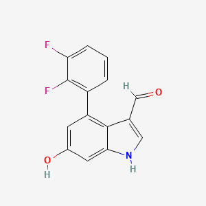 molecular formula C15H9F2NO2 B13084442 4-(2,3-Difluorophenyl)-6-hydroxy-1H-indole-3-carbaldehyde 