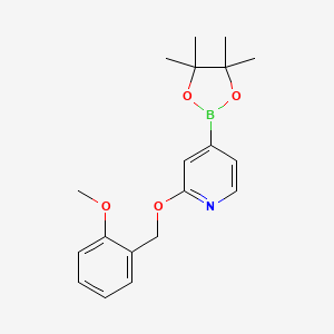 molecular formula C19H24BNO4 B13084450 2-((2-Methoxybenzyl)oxy)-4-(4,4,5,5-tetramethyl-1,3,2-dioxaborolan-2-yl)pyridine CAS No. 1346708-06-2