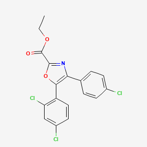 molecular formula C18H12Cl3NO3 B13084461 Ethyl 4-(4-chlorophenyl)-5-(2,4-dichlorophenyl)oxazole-2-carboxylate 