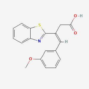 molecular formula C18H15NO3S B13084462 3-(1,3-Benzothiazol-2-yl)-4-(3-methoxyphenyl)but-3-enoicacid 