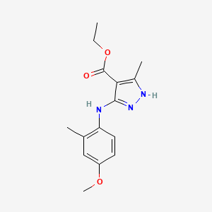 Ethyl 5-((4-methoxy-2-methylphenyl)amino)-3-methyl-1H-pyrazole-4-carboxylate