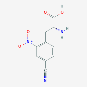 molecular formula C10H9N3O4 B13084513 (2R)-2-Amino-3-(4-cyano-2-nitrophenyl)propanoic acid 