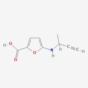 molecular formula C9H9NO3 B13084545 5-[(But-3-yn-2-yl)amino]furan-2-carboxylic acid 