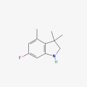 molecular formula C11H14FN B13084580 6-Fluoro-3,3,4-trimethyl-2,3-dihydro-1H-indole 