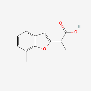 molecular formula C12H12O3 B13084667 2-(7-Methyl-1-benzofuran-2-yl)propanoic acid 