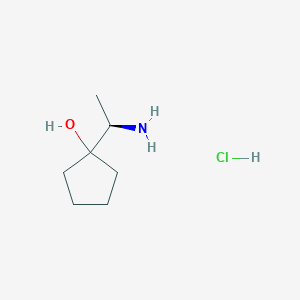 molecular formula C7H16ClNO B13084739 1-((R)-1-amino-ethyl)-cyclopentanol hydrochloride 