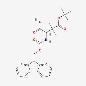 molecular formula C25H29NO6 B13084809 2-((((9H-Fluoren-9-yl)methoxy)carbonyl)amino)-4-(tert-butoxy)-3,3-dimethyl-4-oxobutanoic acid CAS No. 1624260-23-6