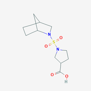 molecular formula C11H18N2O4S B13084858 1-{2-Azabicyclo[2.2.1]heptane-2-sulfonyl}pyrrolidine-3-carboxylic acid 