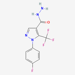 molecular formula C11H8F4N4O B1308491 1-(4-Fluorophenyl)-5-(trifluoromethyl)-1H-pyrazole-4-carbohydrazide CAS No. 618090-96-3
