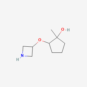 molecular formula C9H17NO2 B13084910 2-(Azetidin-3-yloxy)-1-methylcyclopentan-1-ol 