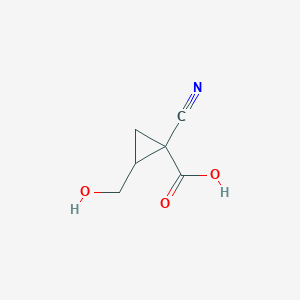 molecular formula C6H7NO3 B13084988 1-Cyano-2-(hydroxymethyl)cyclopropane-1-carboxylic acid 