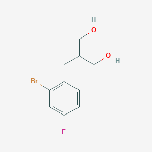 molecular formula C10H12BrFO2 B13085008 2-(2-Bromo-4-fluorobenzyl)propane-1,3-diol 