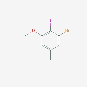 molecular formula C8H8BrIO B13085066 1-Bromo-2-iodo-3-methoxy-5-methylbenzene 