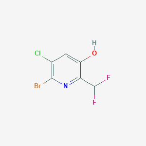 molecular formula C6H3BrClF2NO B13085131 6-Bromo-5-chloro-2-(difluoromethyl)pyridin-3-ol 