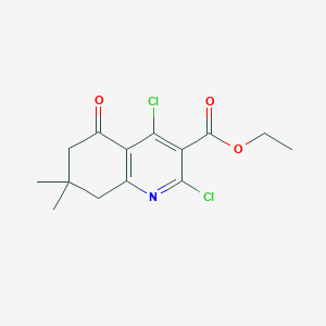 molecular formula C14H15Cl2NO3 B13085145 Ethyl 2,4-dichloro-7,7-dimethyl-5-oxo-5,6,7,8-tetrahydroquinoline-3-carboxylate 