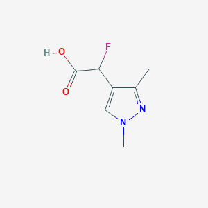 molecular formula C7H9FN2O2 B13085168 2-(1,3-Dimethyl-1H-pyrazol-4-yl)-2-fluoroacetic acid 