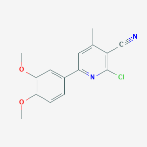 molecular formula C15H13ClN2O2 B13085263 2-Chloro-6-(3,4-dimethoxyphenyl)-4-methylnicotinonitrile 