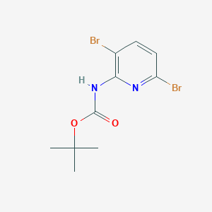 molecular formula C10H12Br2N2O2 B13085299 tert-Butyl (3,6-dibromopyridin-2-yl)carbamate 