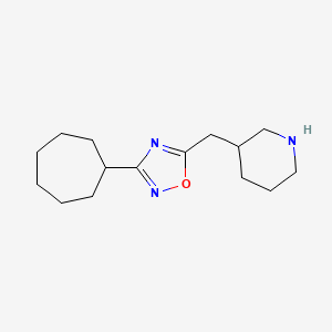 molecular formula C15H25N3O B13085358 3-[(3-Cycloheptyl-1,2,4-oxadiazol-5-yl)methyl]piperidine 