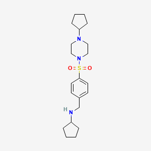 molecular formula C21H33N3O2S B13085364 N-(4-((4-Cyclopentylpiperazin-1-yl)sulfonyl)benzyl)cyclopentanamine 