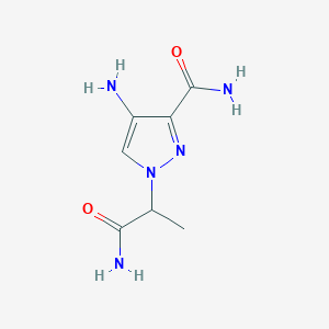 molecular formula C7H11N5O2 B13085443 4-Amino-1-(1-carbamoylethyl)-1H-pyrazole-3-carboxamide 