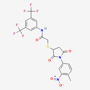 N-(3,5-Bis(trifluoromethyl)phenyl)-2-((1-(4-methyl-3-nitrophenyl)-2,5-dioxopyrrolidin-3-yl)thio)acetamide