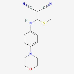 molecular formula C15H16N4OS B13085780 2-((Methylthio)((4-morpholinophenyl)amino)methylene)malononitrile 