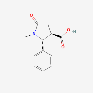 molecular formula C12H13NO3 B13085965 (2R,3R)-1-methyl-5-oxo-2-phenylpyrrolidine-3-carboxylic acid 