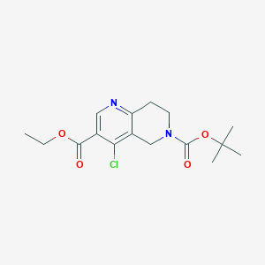 molecular formula C16H21ClN2O4 B13085986 6-tert-Butyl 3-ethyl 4-chloro-7,8-dihydro-1,6-naphthyridine-3,6(5H)-dicarboxylate 