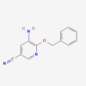 molecular formula C13H11N3O B13085994 5-Amino-6-(benzyloxy)pyridine-3-carbonitrile 