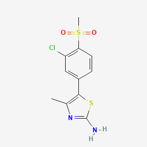 molecular formula C11H11ClN2O2S2 B13086011 5-(3-Chloro-4-(methylsulfonyl)phenyl)-4-methylthiazol-2-amine 