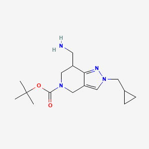 molecular formula C16H26N4O2 B13086051 tert-Butyl 7-(aminomethyl)-2-(cyclopropylmethyl)-6,7-dihydro-2H-pyrazolo[4,3-c]pyridine-5(4H)-carboxylate 