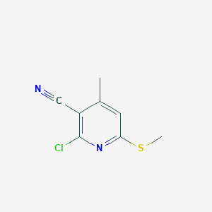 molecular formula C8H7ClN2S B13086496 2-Chloro-4-methyl-6-(methylthio)nicotinonitrile CAS No. 51564-48-8