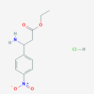 molecular formula C11H15ClN2O4 B13086605 Ethyl 3-amino-3-(4-nitrophenyl)propanoate hydrochloride CAS No. 119974-47-9