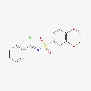 molecular formula C15H12ClNO4S B13086633 2,3-Dihydro-benzo[1,4]dioxine-6-sulfonicacidchloro-phenyl-methyleneamid+ 