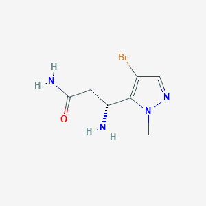 molecular formula C7H11BrN4O B13086642 (3R)-3-Amino-3-(4-bromo-1-methyl-1H-pyrazol-5-yl)propanamide 