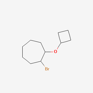 molecular formula C11H19BrO B13086646 1-Bromo-2-cyclobutoxycycloheptane 