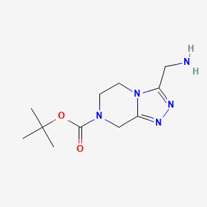 molecular formula C11H19N5O2 B13086674 tert-Butyl 3-(aminomethyl)-5,6-dihydro-[1,2,4]triazolo[4,3-a]pyrazine-7(8H)-carboxylate 