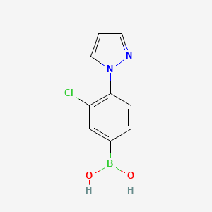 molecular formula C9H8BClN2O2 B13086682 (3-Chloro-4-(1H-pyrazol-1-yl)phenyl)boronic acid 