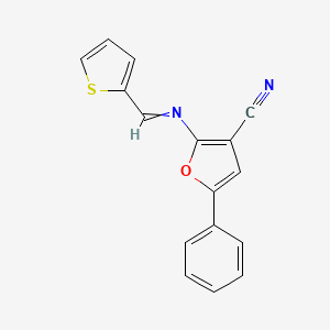 molecular formula C16H10N2OS B1308670 5-phenyl-2-{[(E)-2-thienylmethylidene]amino}-3-furonitrile 