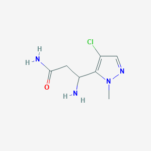 molecular formula C7H11ClN4O B13086823 3-Amino-3-(4-chloro-1-methyl-1H-pyrazol-5-yl)propanamide 