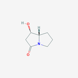 molecular formula C7H11NO2 B13086862 (1S,8S)-1-hydroxy-1,2,5,6,7,8-hexahydropyrrolizin-3-one 