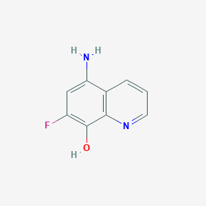 molecular formula C9H7FN2O B13086914 5-Amino-7-fluoroquinolin-8-OL 