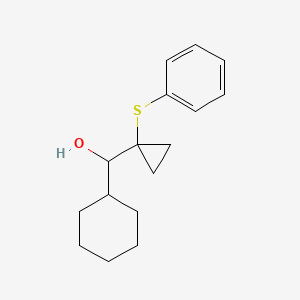 molecular formula C16H22OS B13086923 Cyclohexyl(1-(phenylthio)cyclopropyl)methanol 