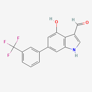 molecular formula C16H10F3NO2 B13086936 4-Hydroxy-6-(3-(trifluoromethyl)phenyl)indole-3-carboxaldehyde 