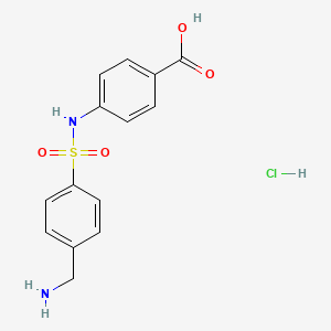 molecular formula C14H15ClN2O4S B13086991 4-(4-(Aminomethyl)phenylsulfonamido)benzoic acid hydrochloride 