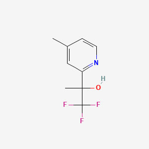 molecular formula C9H10F3NO B13087034 1,1,1-Trifluoro-2-(4-methylpyridin-2-YL)propan-2-OL 